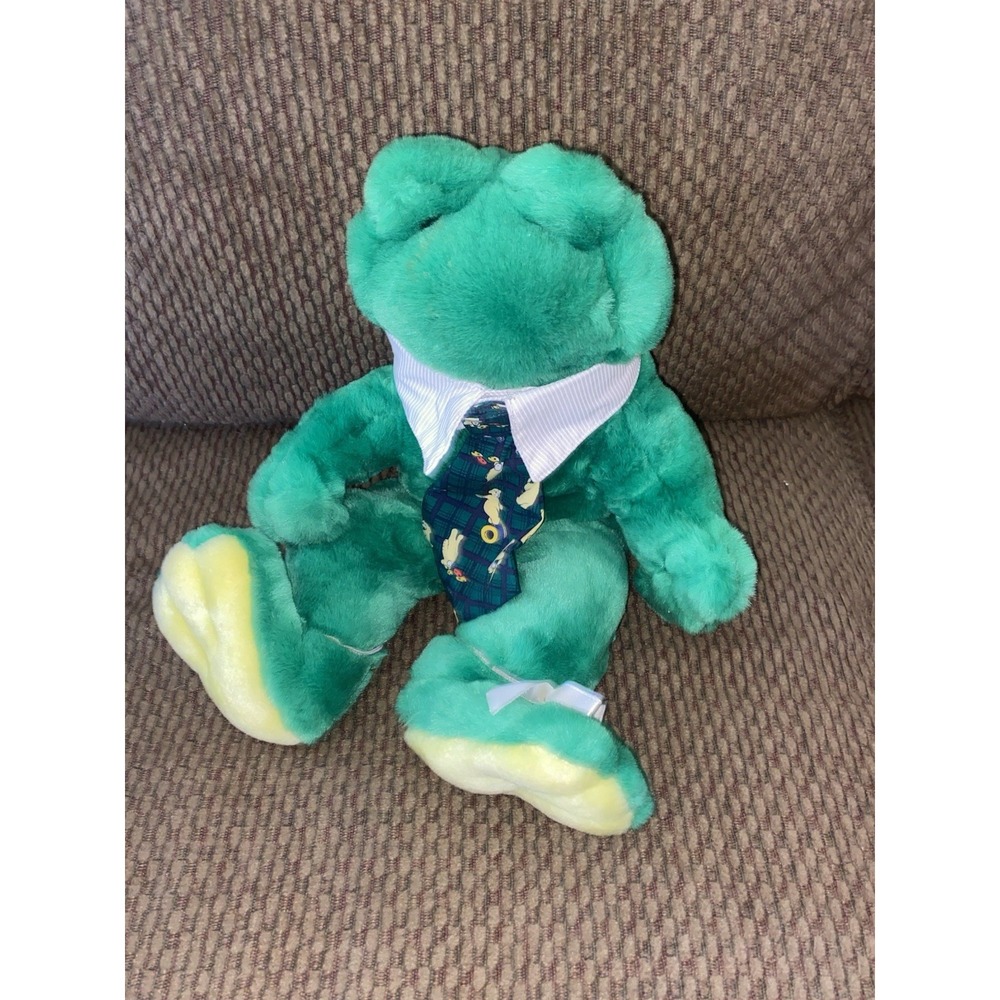 Retired Build A Bear BAB 17" Plush Frog w/ accessories as shown worn green